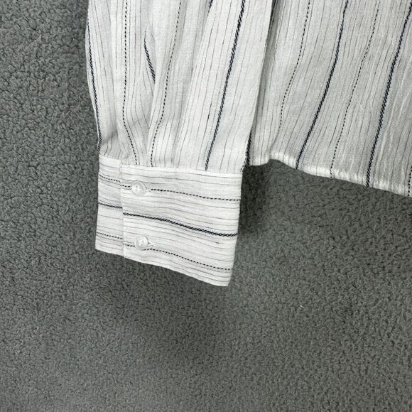 Lane Bryant Button Up Top Womens 20 White Striped Long sleeve Gauzy Career Chic - Picture 3 of 8